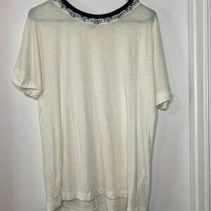 Jcrew Cream Long Oversized Top with Jeweled Collar Size Small